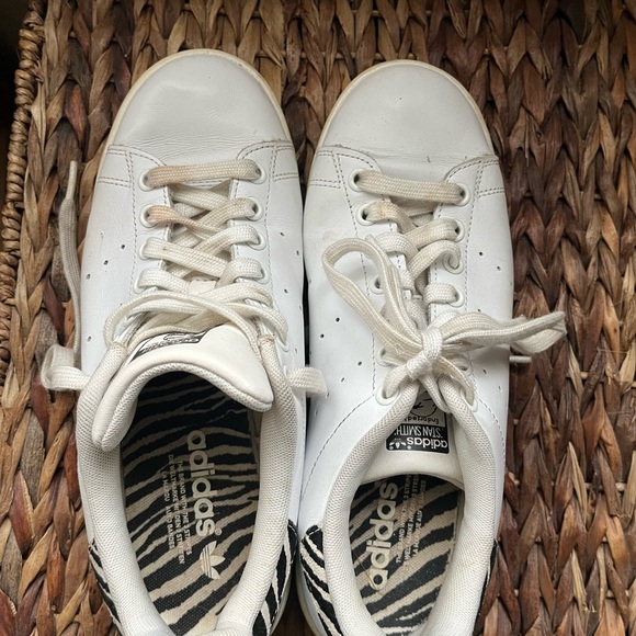 Adidas Stan Smith Classic White and Black Sneakers Zebra Print Size 8.5 - Picture 7 of 7